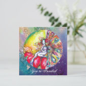 Invitation TITANIA , rose jaune bleu rouge paillettes (Debout devant)