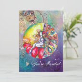 Invitation TITANIA , rose jaune bleu rouge scintillants (Debout devant)