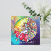 Invitation TITANIA , rose jaune bleu rouge scintillants (Debout devant)