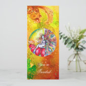 Invitation TITANIA , rose jaune marron bleu vert rouge étince (Debout devant)