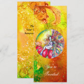 Invitation TITANIA , rose jaune marron bleu vert rouge étince (Devant / Derrière)