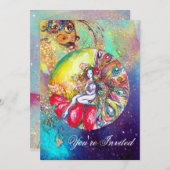 Invitation TITANIE, étincelle rouge jaune rose (Devant / Derrière)