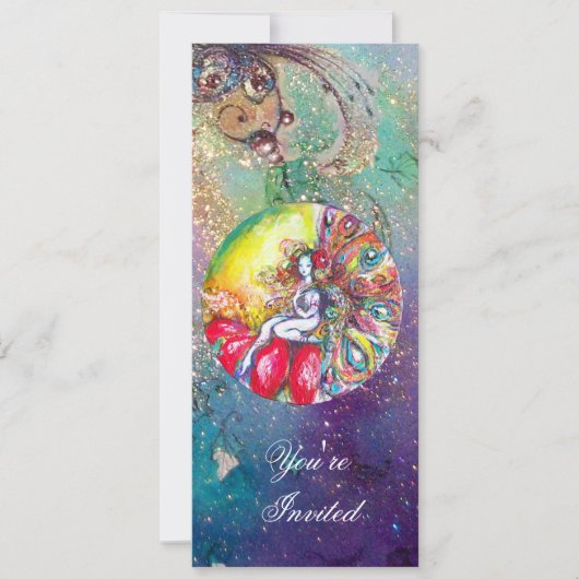 Invitation TITANIE, étincelle rouge jaune rose (Devant)