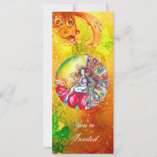 Invitation TITANIE, rose jaune brun bleu vert rouge étincelle