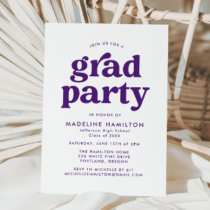 Invitation Titre de Graduation en typographie violette Gras