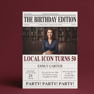 Invitation Titre de journal drôle pour une fête d'anniversair