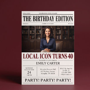Invitation Titre de journal drôle pour une fête d'anniversair