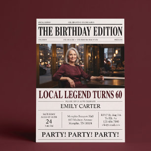 Invitation Titre de journal drôle pour une fête d'anniversair