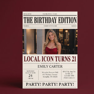 Invitation Titre de journal drôle pour une fête d'anniversair