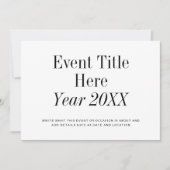 Invitation Titre d'événement minimal simple (Devant)