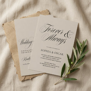 Invitation Titre Élégant Minimaliste Forever & Always Mariage