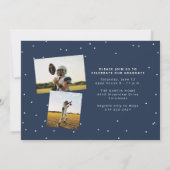 Invitation Titre gras athlète diplômée photo marine bleu gris (Dos)