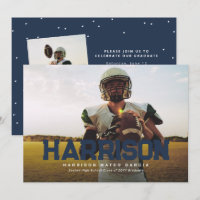 Titre gras athlète diplômée photo marine bleu gris