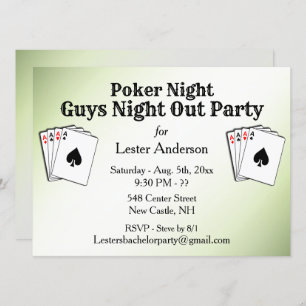 Invitation Titre personnalisé Green Poker Night Party Invitat