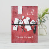 Invitation TITULAIRE DE LETTRE EN BOIS MONOGRAM rouge blanc n (Debout devant)