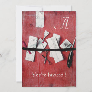 Invitation TITULAIRE DE LETTRE EN BOIS MONOGRAM rouge blanc n