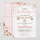 Invitation to a baby shower with a berry theme (Devant / Derrière)