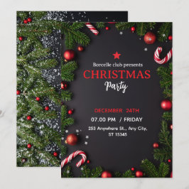 Invitation to a rustic Christmas party with a beau Kaart