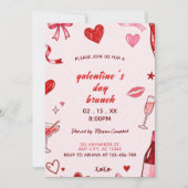 Invitation to brunch at Galentine's pink coquettis (Devant)