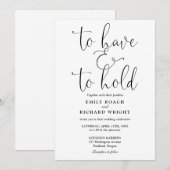 Invitation To Have And To Hold Écriture Mariage Noir Et Blanc (Devant / Derrière)