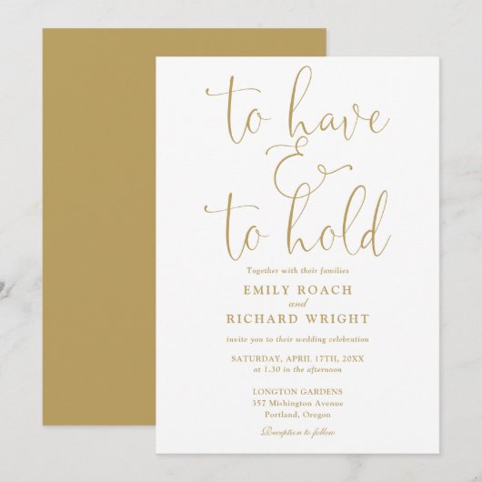 Invitation To Have And To Hold Script Chic Or Mariage (Devant / Derrière)