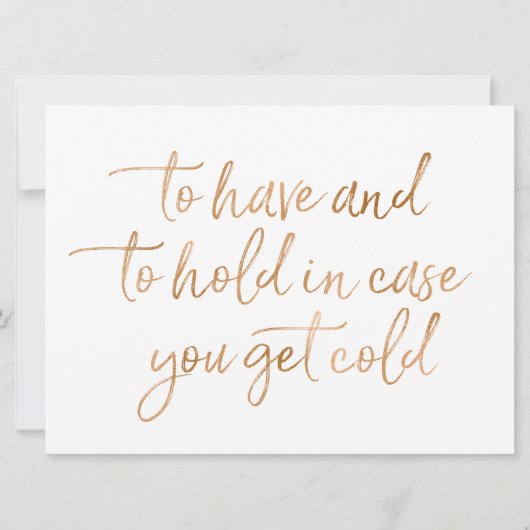 Invitation To Have & to hold rose gold panneaux de mariage en (Devant)