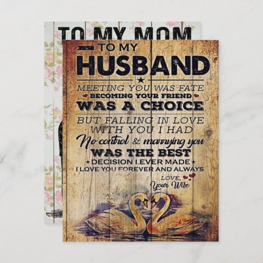 Invitation To my Husband Decor | Anniversary Present (Devant / Derrière)