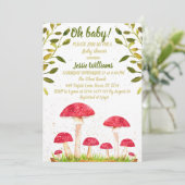 Invitation Toadstool champignon Aquarelle Baby shower naturel (Debout devant)