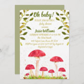 Invitation Toadstool champignon Aquarelle Baby shower naturel (Devant / Derrière)