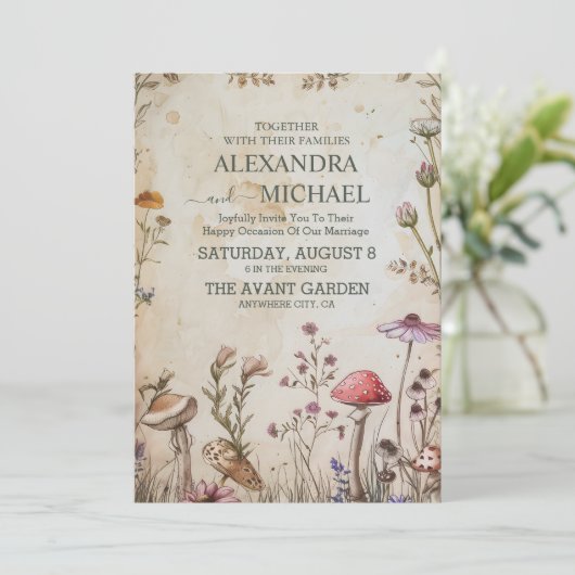 Invitation Toadstool champignon Mariage forestier enchanté (Debout devant)