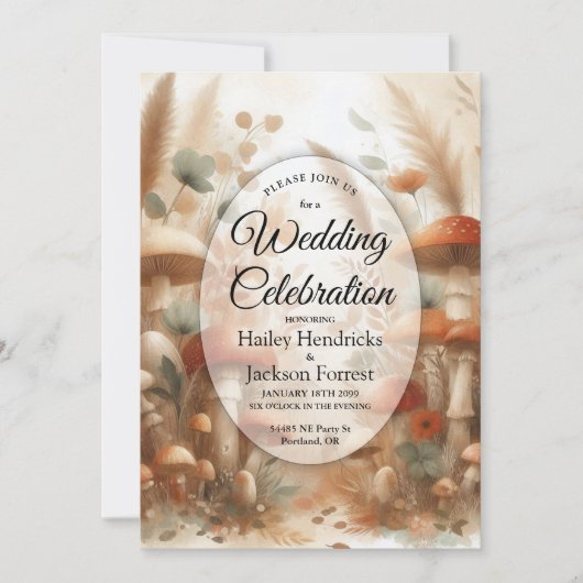 Invitation Toadstool en terre cuite Mariage magique (Devant)