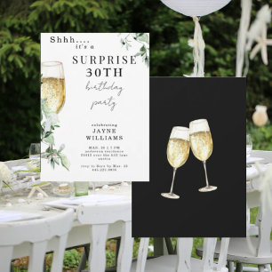 Invitation Toast au Champagne de Surprise pour une fête d'ann