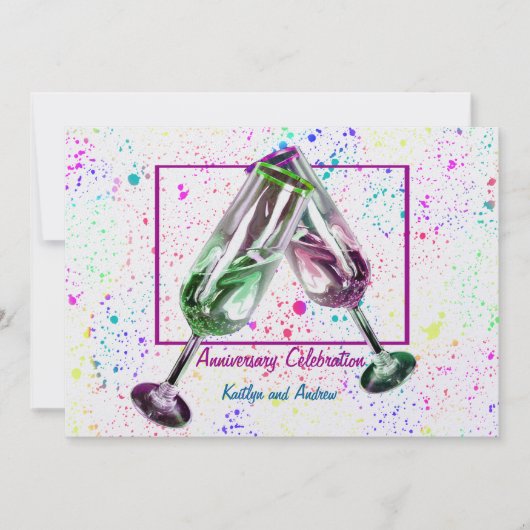 Invitation Toast au Champagne/ Soirée d'anniversaire (Devant)