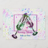 Invitation Toast au Champagne/ Soirée d'anniversaire (Devant / Derrière)