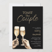 Invitation Toast au Couple Or Script Fiançailles (Devant)