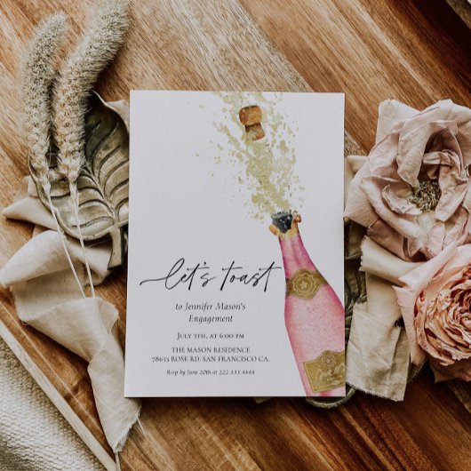 Invitation Toast Champagne Fête des mariées bouteille