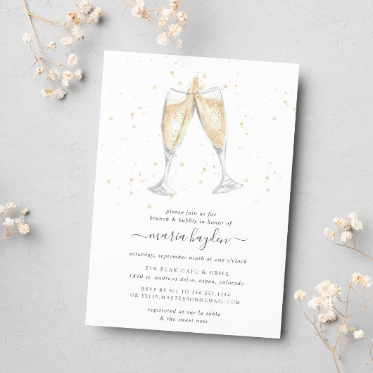 Invitation Toast Champagne | Fête des mariées de brunch et bu