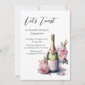 Invitation Toast Champagne Fête des mariées Florale (Devant)