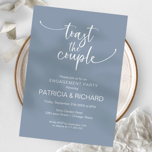 Invitation Toast Couple Chic Calligraphy Engagement Party