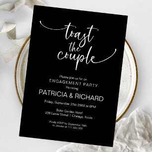 Invitation Toast Couple Chic Calligraphy Engagement Party