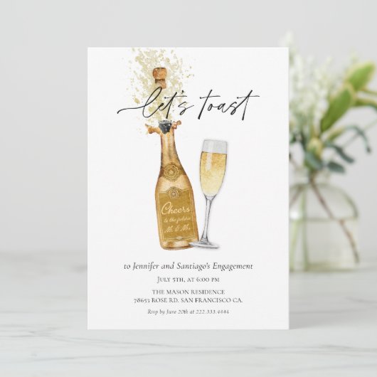 Invitation Toast Couples Fiançailles (Debout devant)