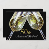 Invitation Toast de champagne/ 50e anniversaire (Devant / Derrière)