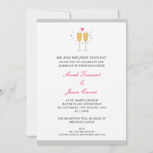 Invitation Toast de Champagne - blanc (Dos)