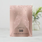 Invitation Toast de Champagne d'or rose 40e anniversaire (Debout devant)