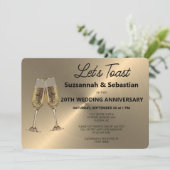 Invitation Toast de Flute de Champagne sur Faux Metallic (Debout devant)