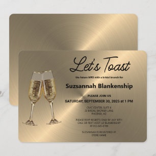 Invitation Toast de Flute de Champagne sur Faux Metallic