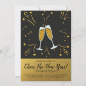 Invitation Toast de la Soirée du Nouvel An Gold Cheer Champag (Devant)
