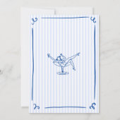 Invitation Toast Dernier bleu à main blanche tiré sur la côte (Dos)