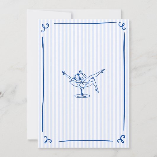 Invitation Toast Dernier bleu à main blanche tiré sur la côte (Dos)