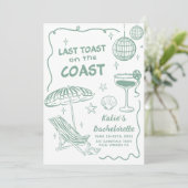 Invitation Toast Dernier Vert Sur La Côte Beach Bachelorette (Debout devant)